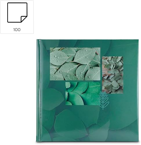 Hama Grand Album Photo 30x30cm Singo II (400 photos 10x15cm à coller, 100 pages blanches vierges, intercalaires Papier Cristal, Album Scrapbooking DIY Livre photo à Personnaliser, Motif Feuilles) Vert - Nail Gallerys