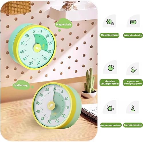 Minuteur Visuel Timer Enfant - Minuteur Visuel Timer Enfant avec Magnétique & Support Pliable, 60 Minutes Chronometre Enfant pour pour Cuisine, École, Bureau - Nail Gallerys