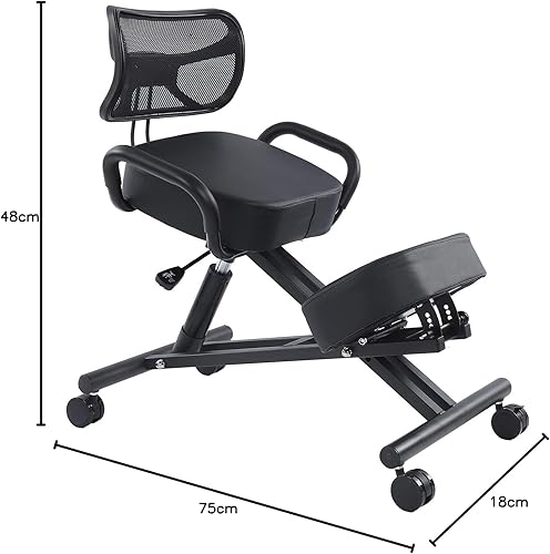 Estink Chaise à Genoux avec Coussin, Chaise à Genoux Respirante, Correction de Posture, Chaise à Genoux pour Tâches à Domicile, Banque, Bureau, Réception, Salle de Réunion - Nail Gallerys