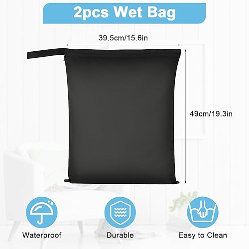 AOOSA 2pcs Sac Linge Sale, Sacs Étanches pour Linge Sale, Sac à Couches Lavable avec Poignée et Fermeture Éclair, pour Maillots de Bain Mouillés, Salle de Sport, Plage (39,5 x 49 cm) - Nail Gallerys