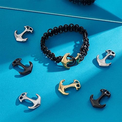 UNICRAFTALE 9 pièces 3 couleurs Fermoirs à Crochet D'Ancrage Acier Inoxydable Fermoir à Bijoux à Deux Trous Fermoirs D'Ancrage Métal Crochet Connecteur D'Extrémité de Cordon Fabrication de Bracelets - Nail Gallerys