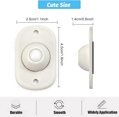 DURANTEY 16 Pcs Mini roulettes Auto-adhésives Mini Roulettes En Plastique Pivotantes 360 ° Roulettes à Billes Nylon Poulie pour Boîte de Rangement pour Boîtes de Rangement Petits Meubles - Nail Gallerys