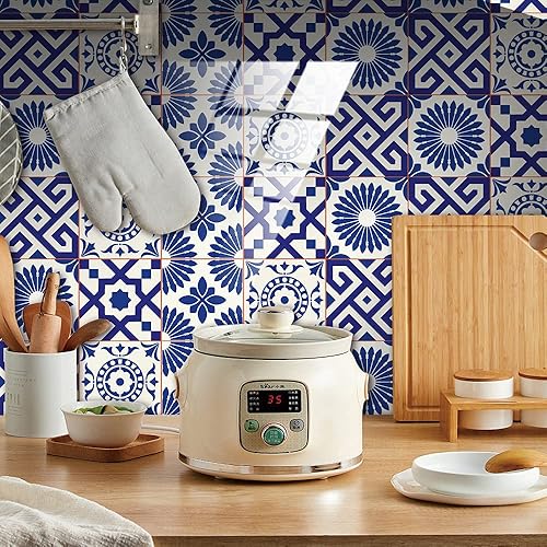 30 Pièces Stickers Muraux Autocollants pour Carrelage en Céramique et Marbre, Salle de Bains et Cuisine Sticker, Hiser Bohême Monaco Mosaïque Imperméables Décoration (Mosaïque,15x15cm) - Nail Gallerys