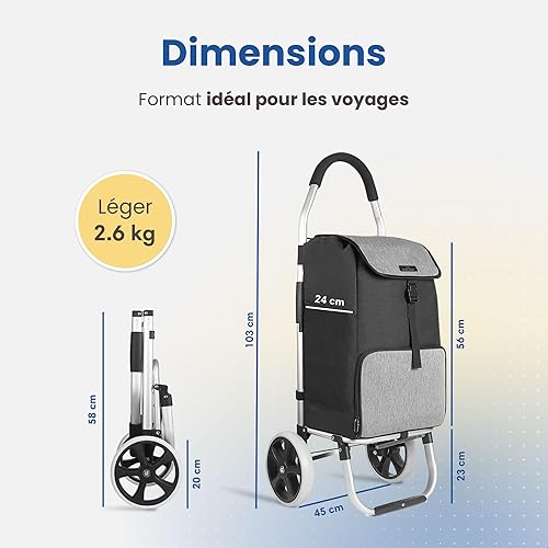 Chariot de Courses Safe Age® avec Compartiment réfrigérant et Fonction Diable - Chariot de Courses - Chariot - Pliable - Nail Gallerys