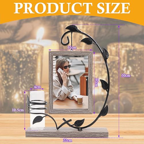 JTgugu Cadre photo en bois 10x15cm avec vase et support en métal Cadre photo double en verre personnalisé Cadre vintage en bois Cadeau photo personnalisé pour Noël mariage famille Idée cadeau, Gris - Nail Gallerys