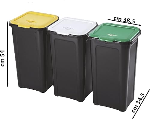 Poubelle de tri sélectif Tris Tontarelli 44 l x 3 pièces - Nail Gallerys