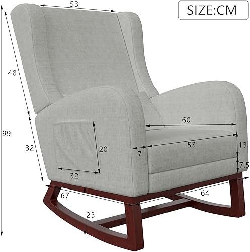 TIMORWTF Fauteuil à Bascule avec Repose-Pieds,Chaise Allaitement avec Coussin Lombaire et 2 Poches Latérales,Fauteuil d'allaitement avec Pieds en Bois Massif, pour Salon, Chambre, Beige Blanc - Nail Gallerys