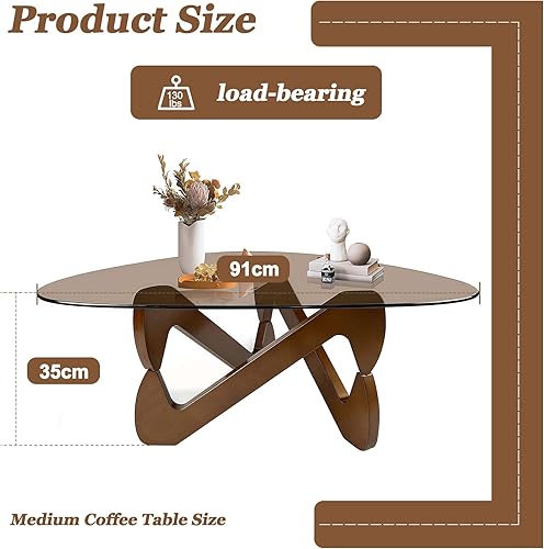 Table Basse en Verre et Bois Triangle Salon Moderne Petite Transparente Vintage Table en Verre Trempé - Nail Gallerys