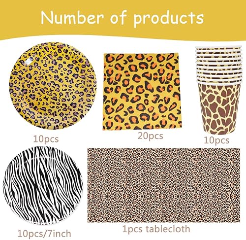 Vaisselle de Fête Léopard 51pcs Léopard Vaisselles, Set de Décoration Léopard - Vaisselle, Nappe, Serviettes en Papier pour Fête, Pique-nique et Sortie - Nail Gallerys