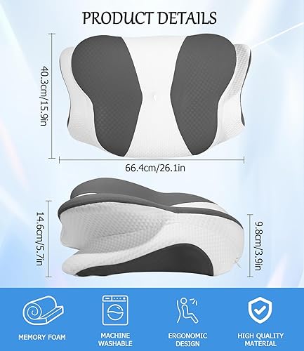 Zaxiva Oreiller Ergonomique Cervical, Oreiller Memoire de Forme, Oreiller Anti Ronflement, Coussin Orthopédique Oreiller Cervicales, pour Les Dormeurs sur Le Côté,Le Dos et Le Ventre,66 x 40 x 14/10cm - Nail Gallerys