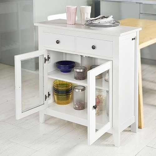 SoBuy FSB05-W Buffet Cuisine Salon Placard de Salle à Manger Commode Armoire de Rangement - Largeur 80cm - 2 Tiroirs 2 Portes- Coloris Blanc - Nail Gallerys
