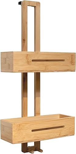 Schulte étagère de douche à suspendre bambou h: 60 x l: 28 x p:15 cm, sans percer, 2 paniers de rangement pour votre shampoing max. 5 kg - Nail Gallerys