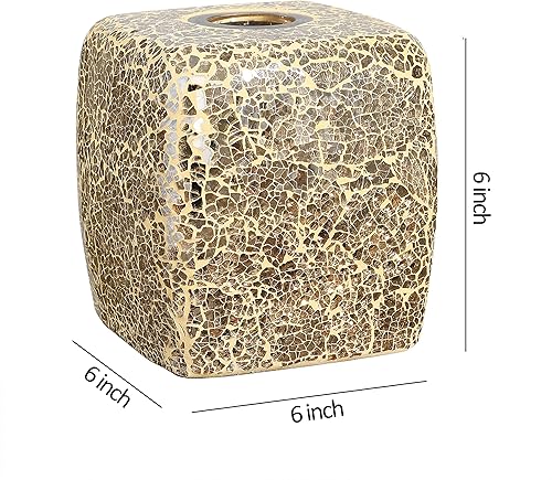 Whole Housewares Boîte à Mouchoirs Décorative Rectangulaire avec Finition Sirène en Verre Mosaïque - Porte-Distributeur De Mouchoirs en Papier Carré pour Toutes Les Pièces De La Maison - Nail Gallerys