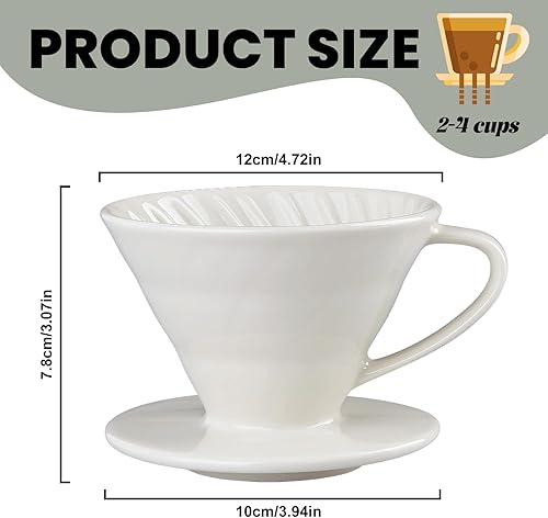 Goutteur à café en céramique V60 avec paroi intérieure en spirale - Accessoires d'infusion lente en porcelaine pour café, maison, restaurants (1 tasse) - Nail Gallerys