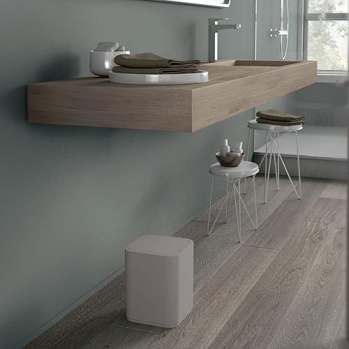 Kiamami Valentina Poubelle carrée en polypropylène pour Salle de Bains, Beige - Nail Gallerys