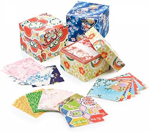 Zen Minded Papier Origami Japonais - Grande Boîte - 200 Feuilles Washi De Qualité - avec des Motifs Traditionnels 5,7cm - Nail Gallerys