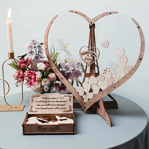 Alternative au livre d'or de mariage personnalisé, livre d'or personnalisé en forme de cœur transparent, boîte d'invités en bois en forme de cœur - Nail Gallerys