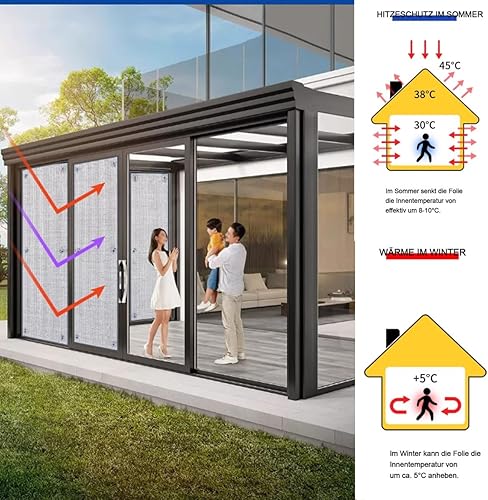 Film Fenêtre Anti Chaleur Protection Solaire, 30 50 60 80 90 100 120 150 cm L Film Réfléchissant Aluminisé Isolation Thermique Occultant Anti Regard Anti-UV avec Ventouses Réutilisables(40cmx90cm) - Nail Gallerys