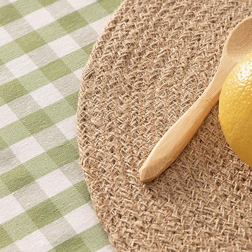 Lot de 6 sets de table ronds en jute naturelle fabriquée à la main, 25 x 25 cm - Nail Gallerys