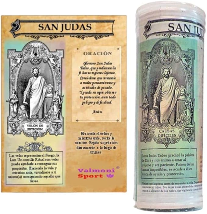 Velón San Judas Tadeo avec Prière Ritualisé Pétition pour Causes Impossibles Difficiles Bougie Vert - Nail Gallerys