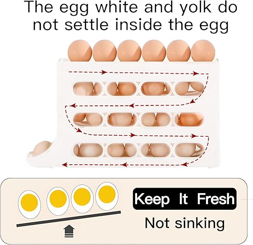 Ysguyyz Distributeur D'œufs à Roulement Automatique à 4 Niveaux, Peu Encombrant, Pour L'organisation Du Réfrigérateur Et Du Comptoir, Organisateur De Porte-œufs En Plastique Durable (Blanc) - Nail Gallerys