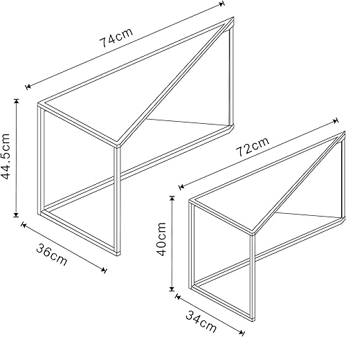 [en.casa] Set de 2 Tables Basses Gigognes Ensemble de 2 Tables d'Appoint Idéales comme Tables d'Angles Lot de 2 Bouts de Canapé de Tailles Différentes Métal Noir - Nail Gallerys