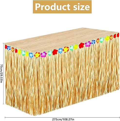 DPSLOOPM Hawaïenne Luau Table Jupe, Jupes de Table Hawaii, avec des Fleurs Multicolores, Décoration pour Fête Tropicale Hawaïenne, BBQ, Garden, Summer Beach (2 Pièces) - Nail Gallerys