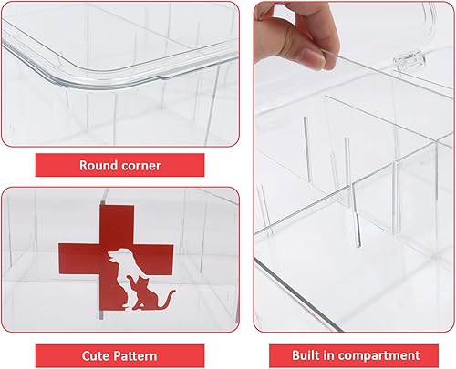 ZoeQide Boite Pharmacie,Pet Rangement Medicamen,Armoire Pharmacie en Acrylique,Trousse d'Organisation des Premiers Soins Divisée Avec Couvercle à Charnière,Pour Rangement de Médicaments, Transparent - Nail Gallerys
