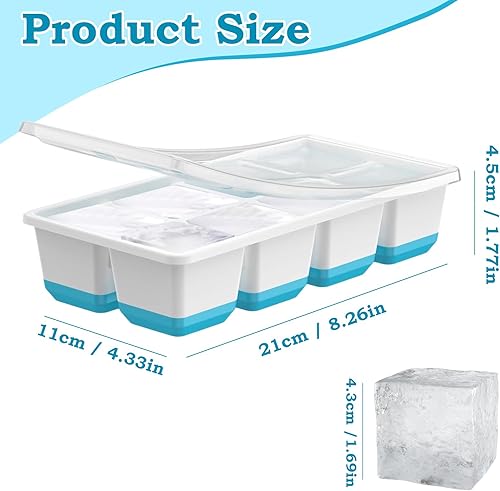 2 Moules à Glaçons Carrés 4,5cm avec Couvercles- Grands Glaçons 1,77 Pouces à Fusion Lente en Silicone sans BPA pour Whisky et Cocktails - Nail Gallerys