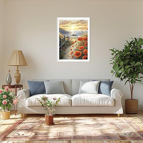 MAXBYE Paysage Coucher Soleil Diamond Painting Kits pour Adulte, 5D Diamond Art Kits DIY Full Drill Artisanat Cristal Art Kit pour Débutant, Fleurs Diamant Arts Crafts Maison Décor Gift 30X40cm - Nail Gallerys