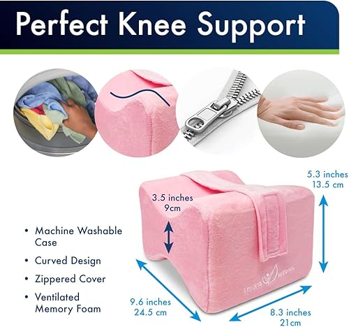 Oreiller pour les genoux conçu par un médecin- Mousse à mémoire de forme orthopédique pour dormeurs latéraux, sciatique, douleurs lombaires- Oreiller pour jambes pour dormir sur le côté- Manuel inclus - Nail Gallerys