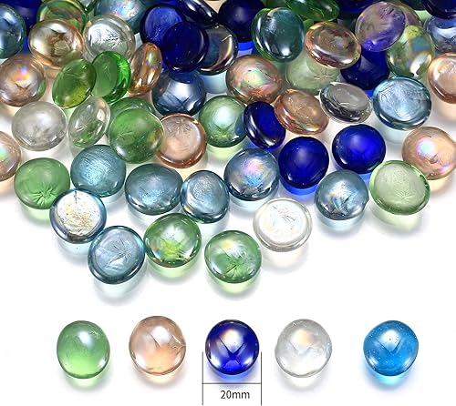Zhujiehigh Environ 1000g/1kg Pépites de Verre, Billes Plates, Pierres de Verre Décoration, Diamants Décoratifs, Pierres de Cristal pour Vases Mariage, Perles Eau pour Aquariums - Plat - Nail Gallerys