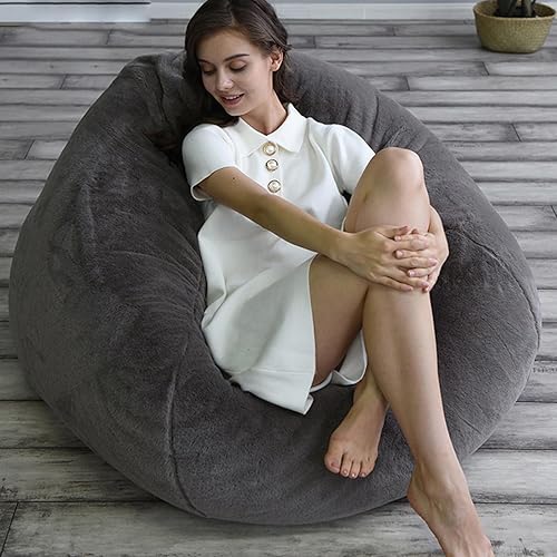 Sofdicht Couverture pour Pouf Poire, Sac de Haricot Rangement Jouets en Fourrure de Lapin Artificielle Housse de Pouf Poire Fauteuil, sans Remplissage,Blanc - Nail Gallerys