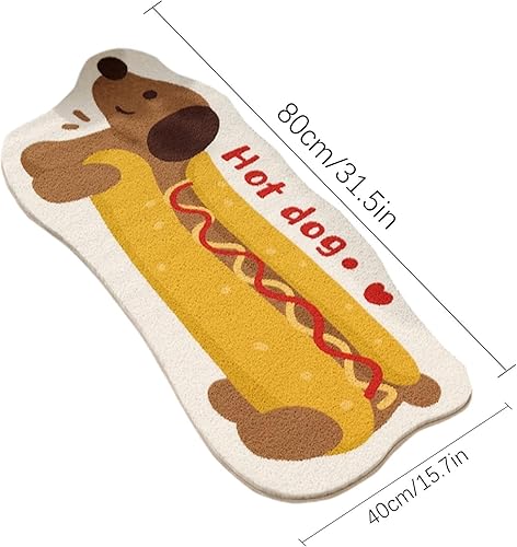 Générique Tapis de Porte Hot Dog, Tapis Teckel - Tapis de Sol pour Cuisine,Paillasson Lavable et Amusant, antidérapant, décoration de Porche, pour Chambre à Coucher, noël - Nail Gallerys