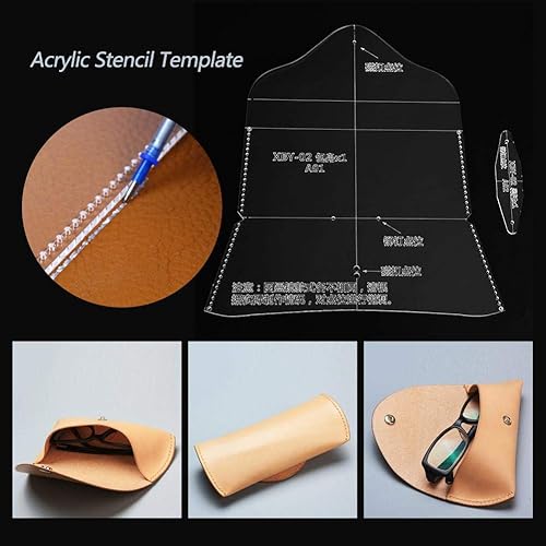 Ensemble de modèles acryliques de cas de lunettes, Modèle de gabarit en cuir de bricolage acrylique Modèle de bricolage en acrylique acrylique Craft Leather Tool DIY XBY-02 Pinces à ressorts - Nail Gallerys