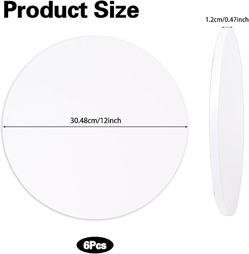 KOMABLEN 6 Pièces Plateau Gateau, 12mm Support Gateau Rond, Non Collant Cake Board 30 cm, Réutilisables Disque Gateau pour Mariage, Anniversaire, Fête - Nail Gallerys