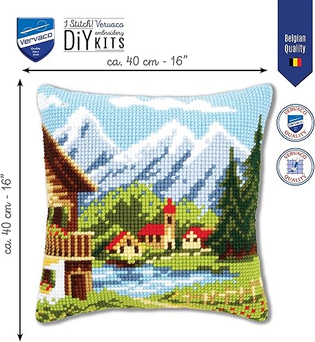 Vervaco Kit coussin au point de croix Paysage de montagne 1200ƹ Écru - Nail Gallerys