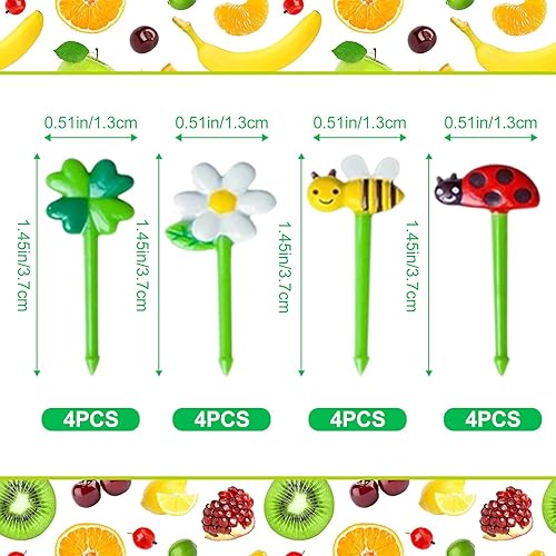 Lot de 16 mini fourchettes à fruits, en plastique, cure-dents, trèfle, coccinelle, tournesol, fourchettes à fruits, accessoires pour desserts, fruits, pâtisseries, fêtes - Nail Gallerys