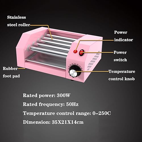 WBYDYS Machine de Cuisson de Gril à Rouleaux de Hot-Dog, cuiseur de Gril à saucisses, Machine de Petit-déjeuner Multifonction 300 W Machine à saucisses à Jambon électrique à 5 Rouleaux Blue - Nail Gallerys