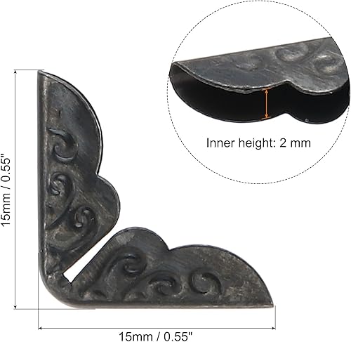 PATIKIL 15mm Coins de Livres en Métal, 80Pcs Coins Photo Coins de Livre Protecteur Métal Rétro pour l'Artisanat Scrapbook Album Photo Reliure de Livre, Noir - Nail Gallerys