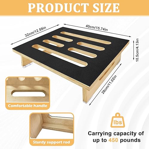 Marche Pied Bois, 40 x 32 x 10,5 cm, Marchepied avec Revêtement en Caoutchouc Antidérapant, Rehausseur en Bois Portable pour Soutien pour Enfants et Personnes Agées, pour L'intérieur et L'extérieur - Nail Gallerys