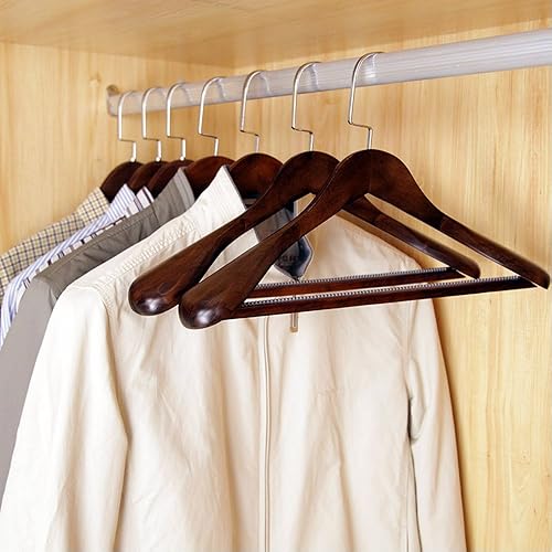 LOHAS Home Lot de 6 Cintres en Bois Cintres d’Armoire Naturel Anti-dérapant de Haute qualité pour Costume, Acajou - Nail Gallerys