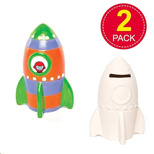 Baker Ross Tirelires fusées(Boîte de 2), 13 x 9 cm, Céramique - Nail Gallerys