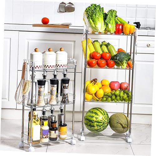 OUNONA 3étage Chariot De Rangement À roulettes Niveaux pour Cuisine Étagère Multifonctionnelle Transparent avec Roues pour Organisation De Cuisine - Nail Gallerys