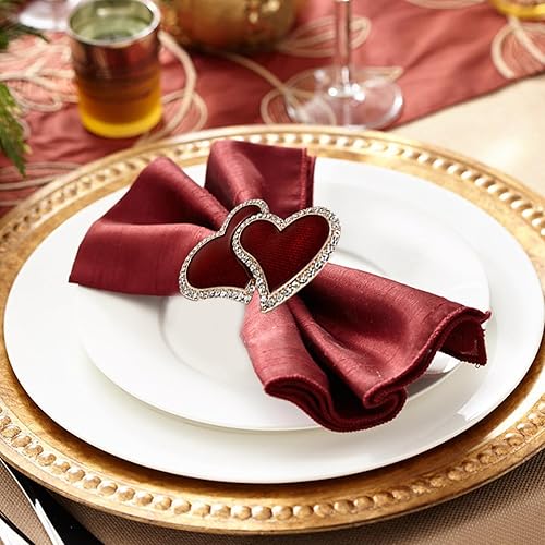 Bexdug Ronds de Serviette en métal, Ronds de Serviette pour la Saint-Valentin,Support métallique Double en Forme de cœur pour mouchoi | Ronds de Serviette de Couleur Or, Ornement pour Les fêtes de - Nail Gallerys