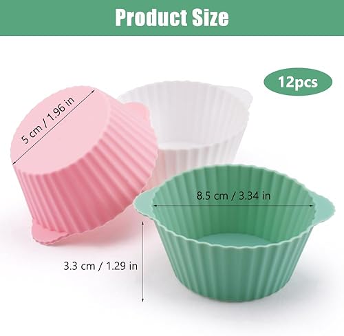 12 Pcs Moules À Muffins En Silicone, Moule Muffins Silicone Réutilisables, 3 Couleurs Caissettes Muffins, Moule Silicone Muffin, Moule Cupcake, Moules À Cupcakes Et Muffins, Pour Gâteaux, Crèmes - Nail Gallerys