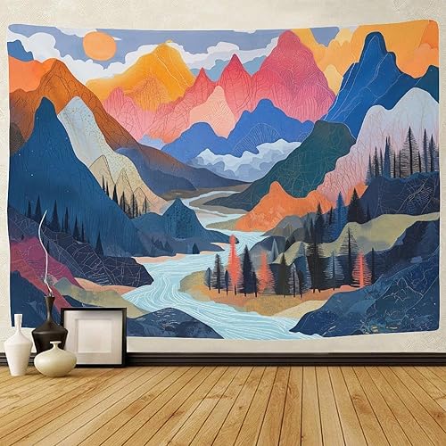 XMABDIEPO Les Rivers Tapisserie Literie Paysages naturels montagnes Art Mural Pour Salon Chambre 70cmx100cm - Nail Gallerys