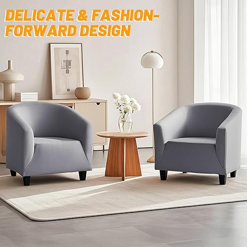 Segus Housse de Fauteuil Extensible, 1 Pièce Housse Fauteuil Cabriolet, Protecteur de Tub Chair, Lavable et Amovible, pour Club, Bar, Café, Bureau (Gris Clair, Polyester) - Nail Gallerys