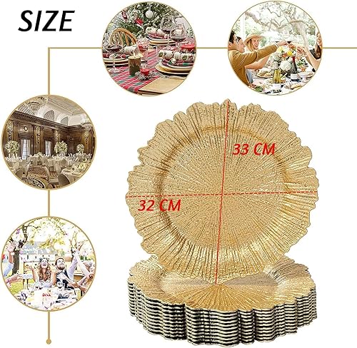 ALINK Lot de 6 assiettes de présentation en plastique réutilisables pour les mariages, Noël et les fêtes 33 cm - Nail Gallerys