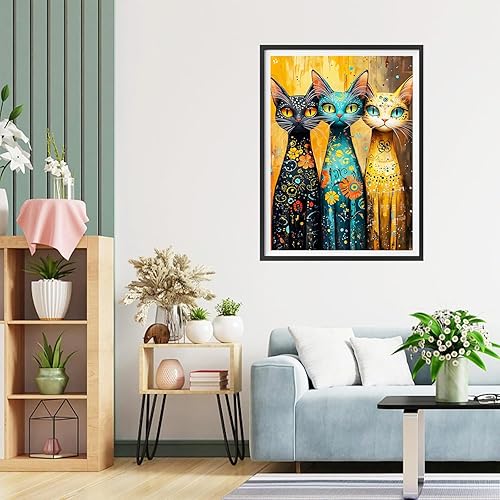 QQYRHN 5D DIY Chat Vintage Kits de Peinture Diamant, Complète Dessin Animé Diamond Painting pour Adulte Débutants, Chaton Art du Diamant, Décoration Murale Maison Peinture au Diamant Avec 30x40 cm - Nail Gallerys